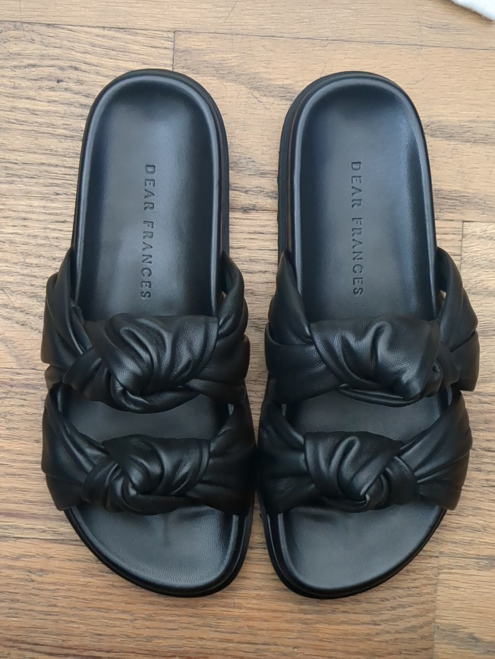 Dear Frances Black Double-Knot Slide Sandals